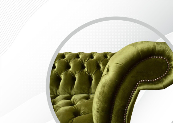Chesterfield Green Three Seater Living room Design Couches Upholstery Sofa Textile new