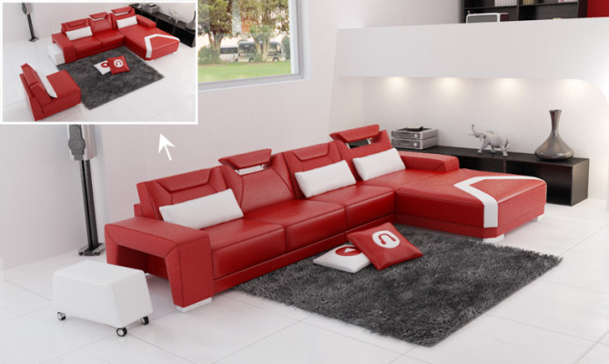 Leather sofa with USB,Living landscape Corner sofa Eck Suite Design Modern Sofa F3011C