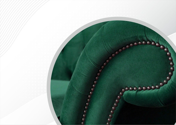 Chesterfield 3 Seater Green Living room Modern Design Couches Sofa Original Textile