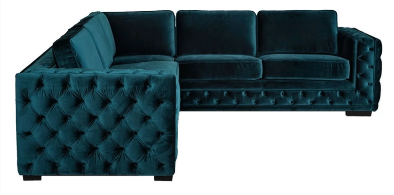 Green Corner sofa Living landscape Couch Corner suite Upholstery Furniture Design Chesterfield