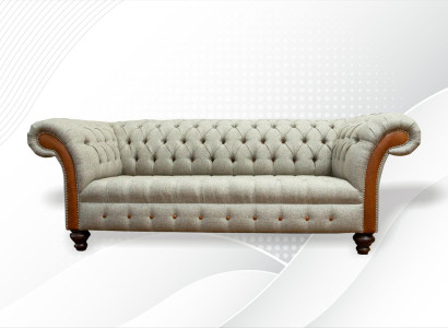 Chesterfield 3 Seater Beige Living room Design Couches Upholstery Sofa Sofas Textile
