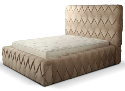 Luxury bed frame 180x200 cm Color beige Headboard Beds Bedroom Furniture