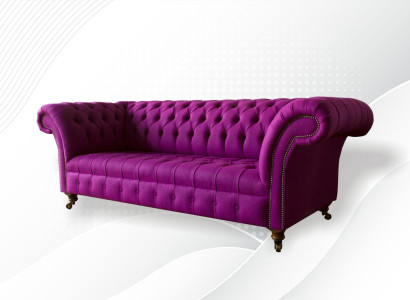 Chesterfield 3 Seater Purple Fabric Design Couches Upholstery Sofas new Creative Sofa