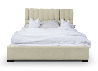 Bed Beige Double bed Wood Modern Beds Luxury Fabric Bed Bedroom