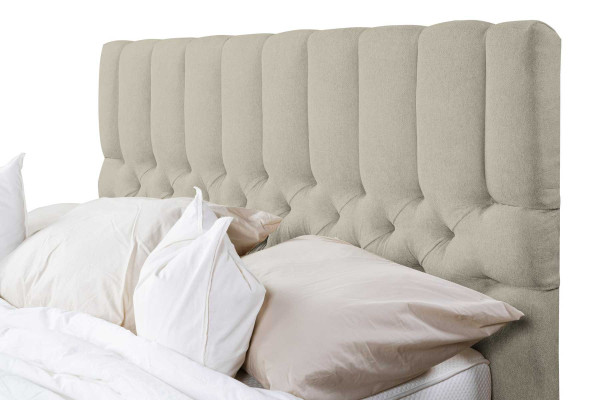 Bed Beige Double bed Wood Modern Beds Luxury Fabric Bed Bedroom
