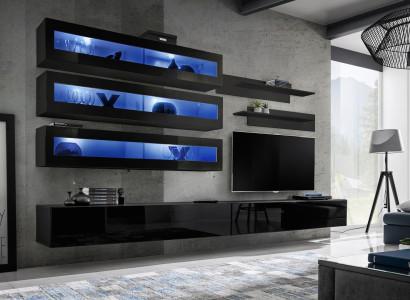 Wall unit Design Wall shelf TV lowboard wall cabinet Living room Wood Furnishings new