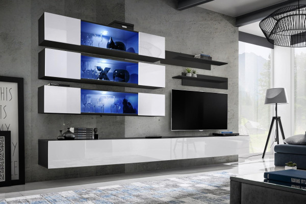 Designer Complete Wall unit Lowboard Living room furniture Furnishings wall cabinet