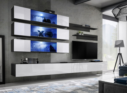 Designer Complete Wall unit Lowboard Living room furniture Furnishings wall cabinet