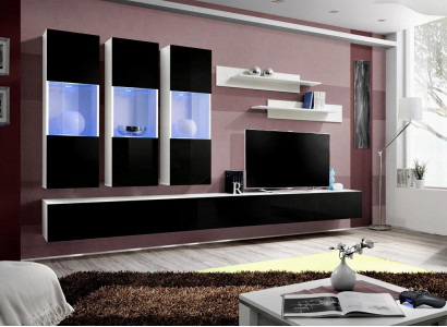 Living room Modern Wall unit Designer wooden furniture TV stand Luxury hanging display case
