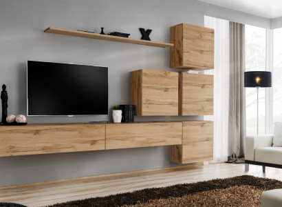 Suite Braun Set 7-piece TV lowboard Complete Wall unit Wall Shelf Modern Design
