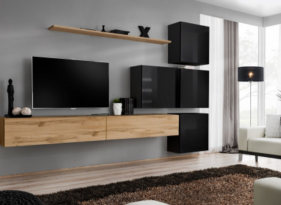 Wooden furniture wall unit TV lowboard wall shelf complete luxury suite set