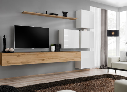 Wall unit Brown Living room Wood Modern Furniture Suite Luxury Complete wall cabinet
