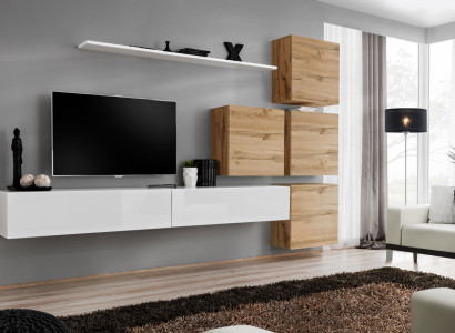 Design Wall unit Sideboard 4x wall cabinet TV-cabinet Suite 7 pcs. Complete set