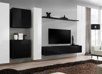 Living room Wall unit Set 4pcs Group Suite Wardrobe 4pcs. Wood Furniture Shelf