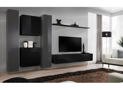 Designer Black Living room furniture new Wall unit TV Lowboard Set Furniture Sideboard
