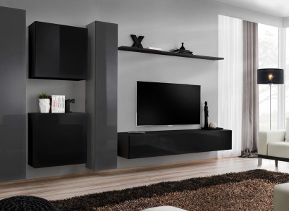 Designer Black Living room furniture new Wall unit TV Lowboard Set Furniture Sideboard