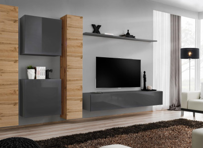 Designer Wall unit Wall Shelves Wood Furniture Living room Luxury Wood Furniture Style Modern