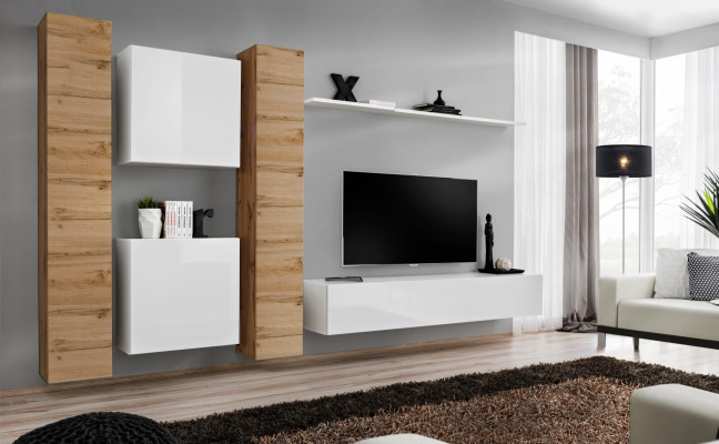 Wall unit White Wooden Furniture Wardrobe Designer Wall Cabinet Complete Wall Shelf
