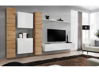 Wall unit White Wooden Furniture Wardrobe Designer Wall Cabinet Complete Wall Shelf