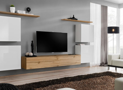 Suite Set 7-piece luxury new Wall unit Brown TV stand wall cabinet Wood