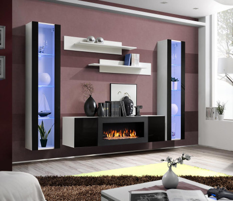 Luxury Wall unit tv stand Sideboard Wood Designer Living room Hanging Display case Furniture