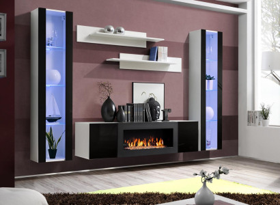 Luxury Wall unit tv stand Sideboard Wood Designer Living room Hanging Display case Furniture