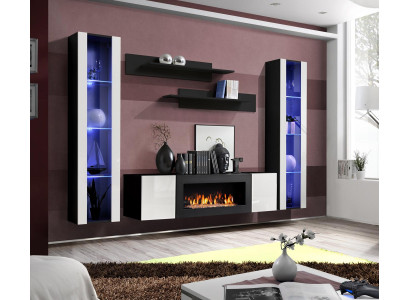 Wall unit wall shelves living room modern luxury set 5 pieces designer hanging display case