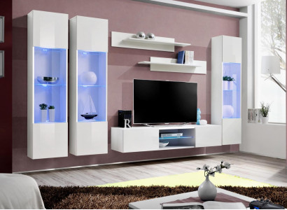 Modern Wall unit White Style Designer TV Stand Hanging Display case Luxury Living room