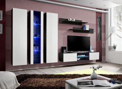 Luxury hanging display case wall unit complete set of 6 pieces living room wall shelves