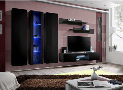 Wall unit Living room Set 6 pcs TV Stand Wardrobe Wall shelf Modern Hanging Display case