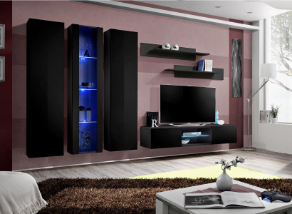Wall unit Living room Set 6 pcs TV Stand Wardrobe Wall shelf Modern Hanging Display case