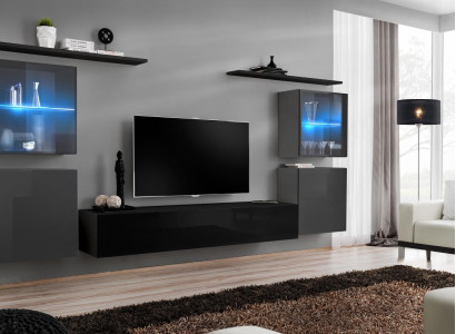 Modern Wall Wardrobe Living room Wall Shelves Sideboard TV Stand Designer Set 7pcs