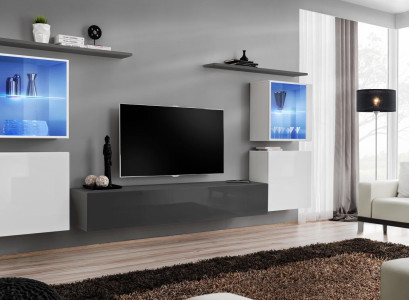 Set 7 pieces Wall unit luxury sideboard TV stand lowboard wall shelves wall cabinet