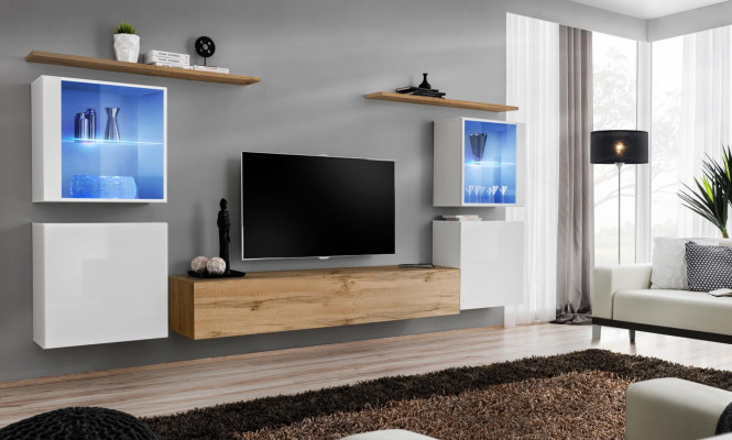 Complete Braun TV lowboard set 4 pieces designer living room furniture wall shelves furniture