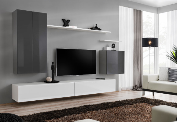 Complete e Wall unit White TV stand Living room furniture Sideboard wall cabinet new
