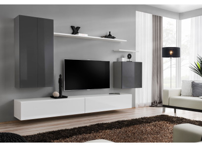 Complete e Wall unit White TV stand Living room furniture Sideboard wall cabinet new