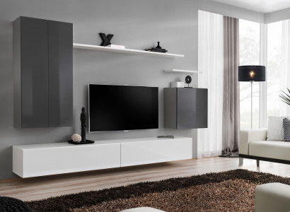 Complete e Wall unit White TV stand Living room furniture Sideboard wall cabinet new