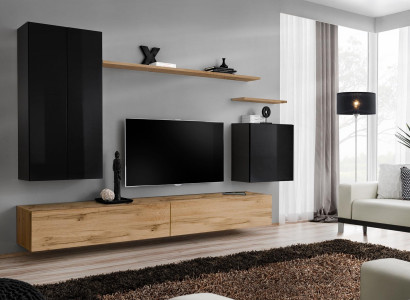 Luxury Complete e Wall unit Sideboard Wall shelf Living room Furnishings wall cabinet