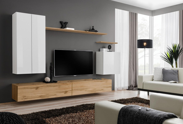 Braun Wall unit Designer Living room Set TV lowboard new Furniture wall cabinet new