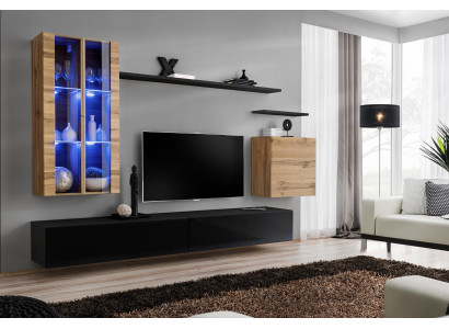 Wall unit wooden furniture Black TV lowboard sideboard wall cabinet wooden furniture new