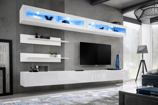 Modern living room set 6 pieces 2x TV lowboard design wall cabinet new Wood Furniture