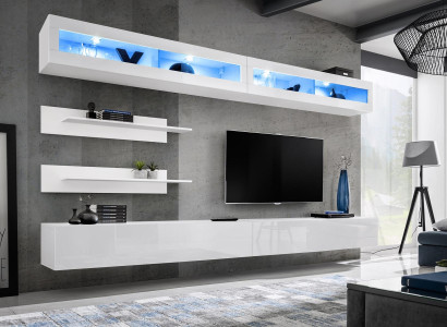 Modern living room set 6 pieces 2x TV lowboard design wall cabinet new Wood Furniture