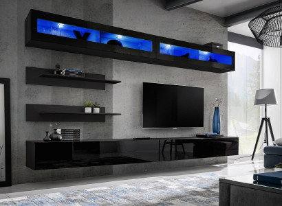Living room 2x wall cabinet Suite Wall unit wooden furniture TV lowboard new