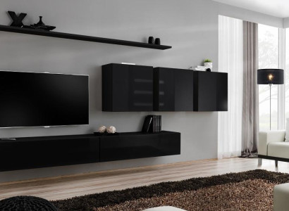 Black Wall unit Living room furniture Modern Designer Sideboard Wall cabinet Designer