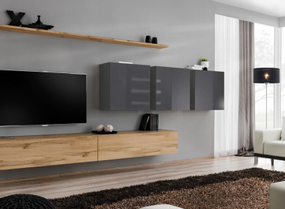 Brown Wall unit Living room Wall cabinet Wall Shelf Wardrobe Designer Furnishings