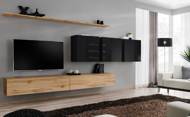 Design Wall unit Brown Sideboard TV Lowboard Wall Cabinet Living room furniture Complete