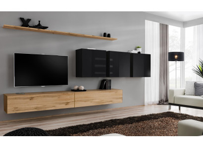 Design Wall unit Brown Sideboard TV Lowboard Wall Cabinet Living room furniture Complete