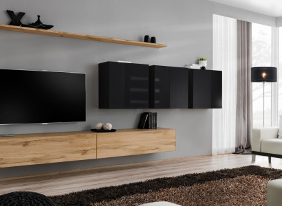 Design Wall unit Brown Sideboard TV Lowboard Wall Cabinet Living room furniture Complete