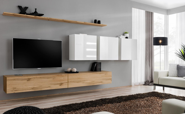 Complete Set Wall unit Modern TV Lowboard Sideboard Furnishings Design Wall Shelf