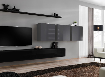 Design Wall unit TV lowboard 3x wall cabinet TV lowboard Lowboard Furnishings 7 pieces